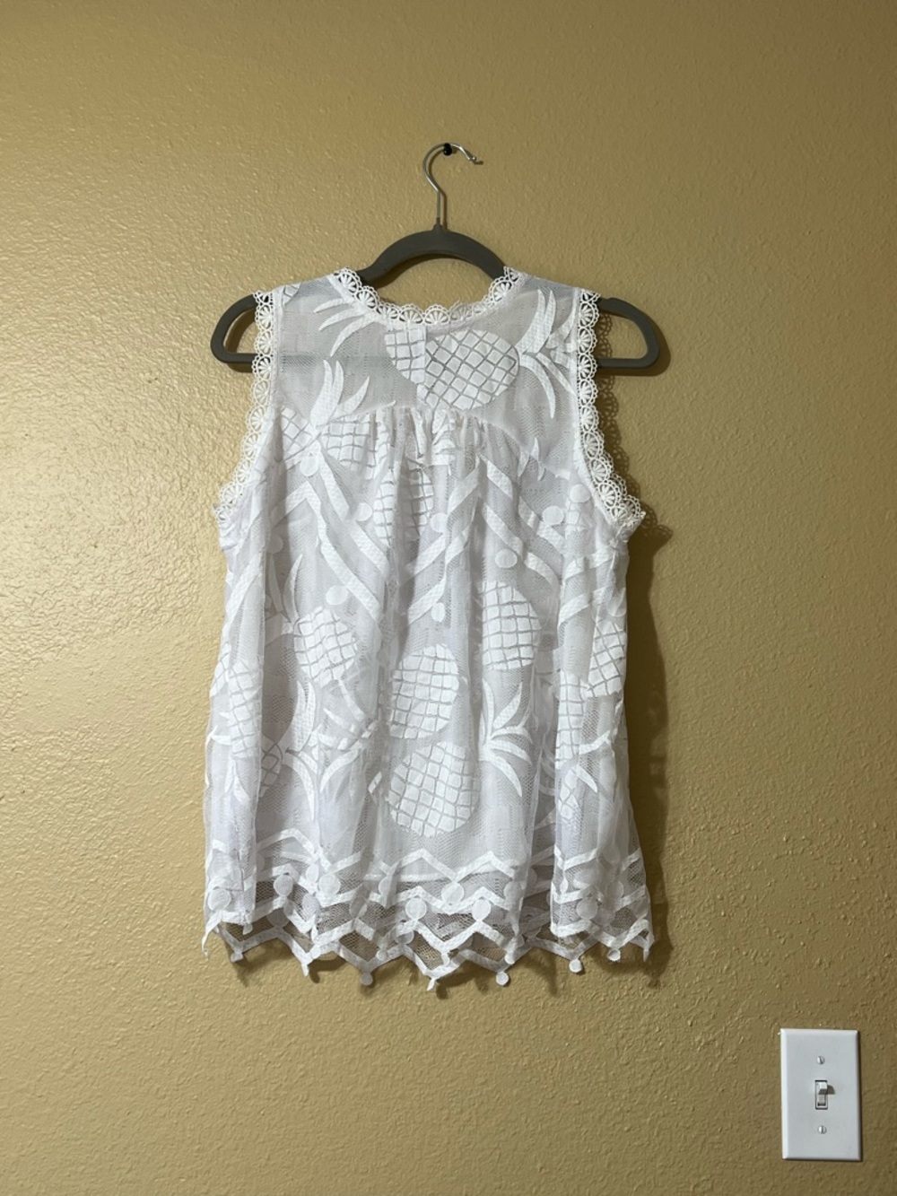 Anthropologie White Pineapple Lace Mesh Tank